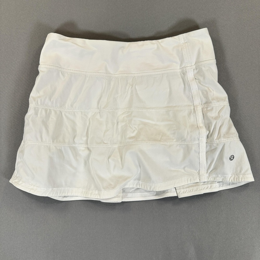 Lululemon Skirt Womens 6 White Running Zip Pocket Lightweight Athletic Stretch